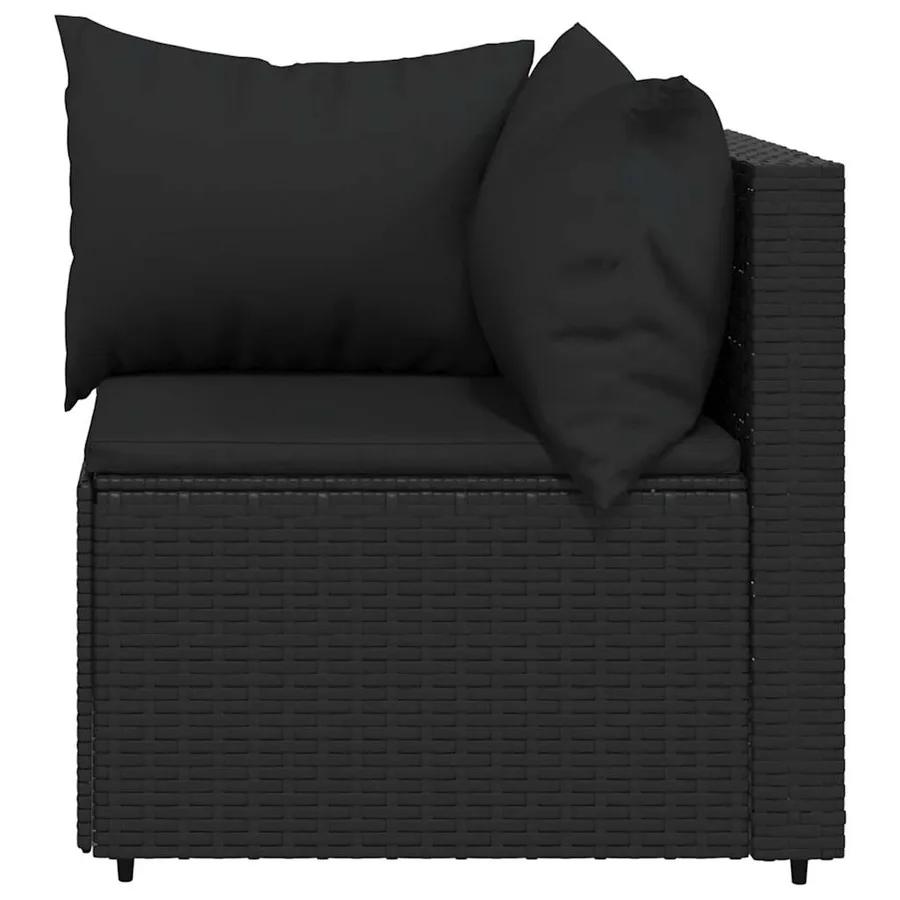Canapés d'angle de jardin et coussins 2pcs Noir Résine tressée - 4