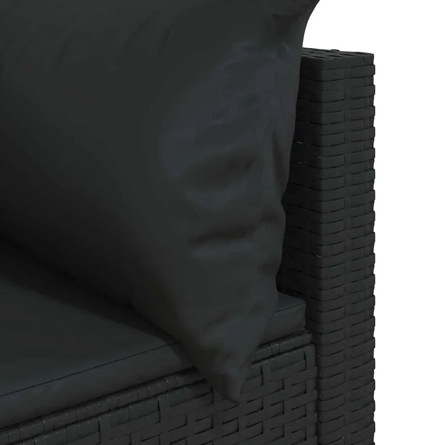 Canapés d'angle de jardin et coussins 2pcs Noir Résine tressée - 7
