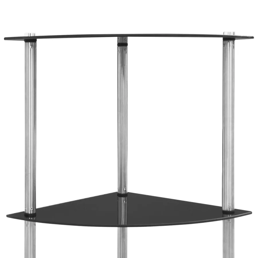 Étagère à 6 niveaux Noir 30x30x160 cm Verre trempé - 5