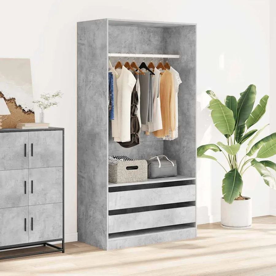 Garde-robe Gris béton 100x50x200 cm Bois d'ingénierie