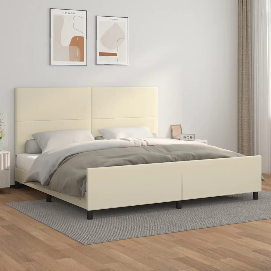 Cadre de lit sans matelas crème 200x200 cm similicuir