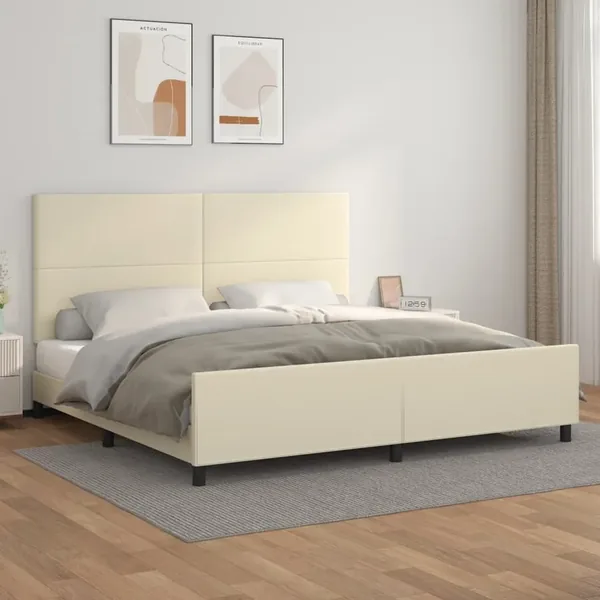 Cadre de lit sans matelas crème 200x200 cm similicuir