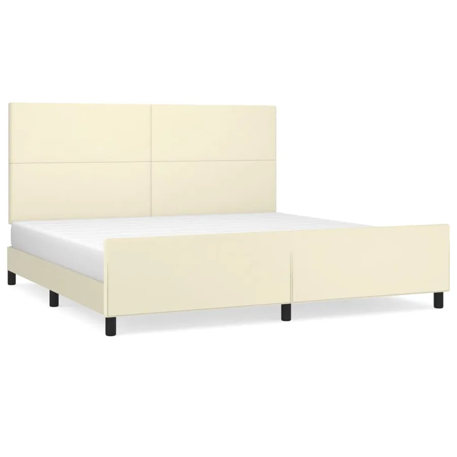 Cadre de lit sans matelas crème 200x200 cm similicuir - 2