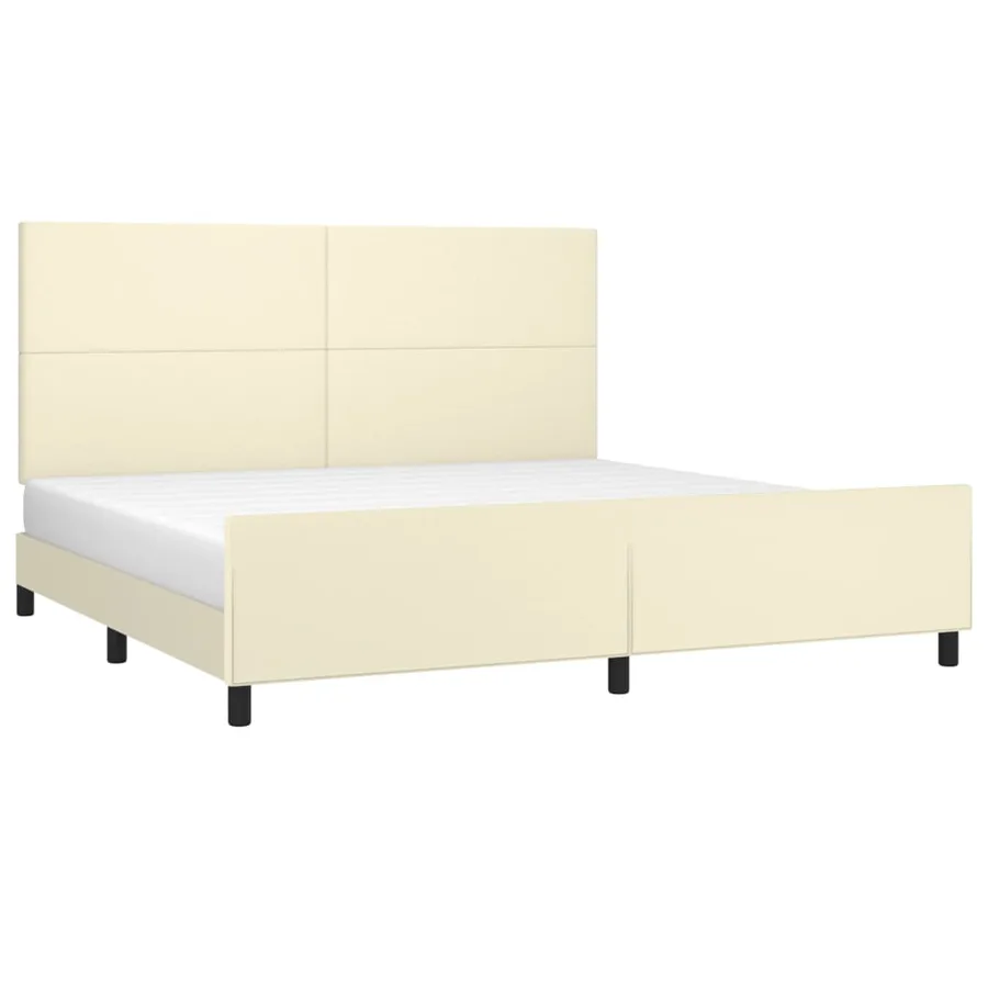 Cadre de lit sans matelas crème 200x200 cm similicuir - 3