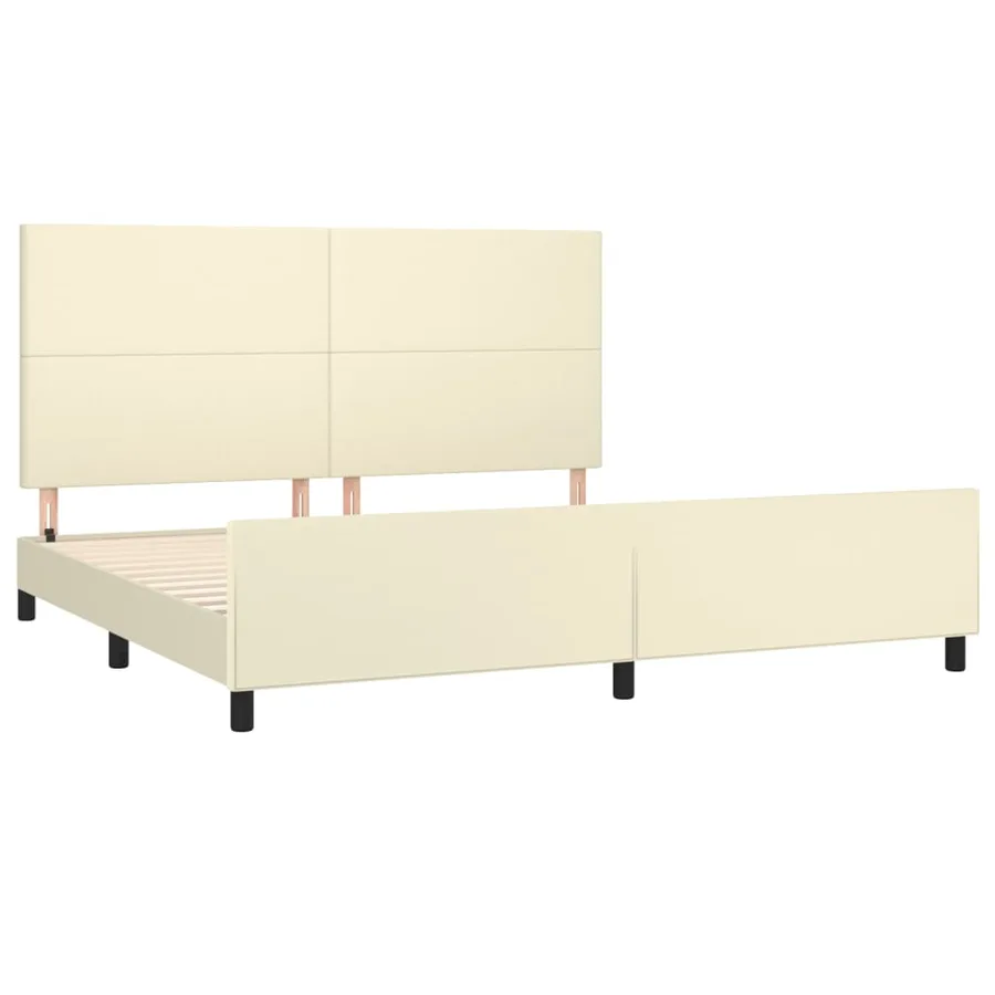 Cadre de lit sans matelas crème 200x200 cm similicuir - 4