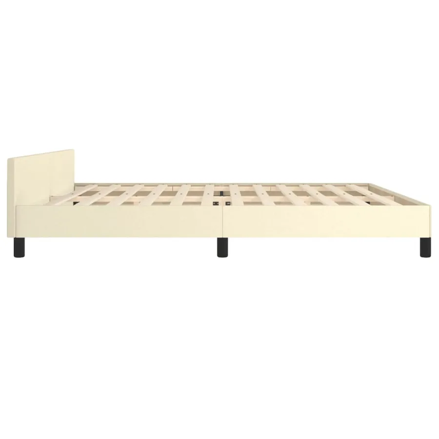 Cadre de lit sans matelas crème 200x200 cm similicuir - 7