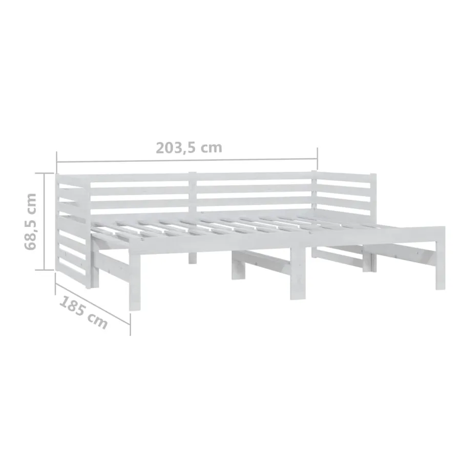 Lit coulissant 2x(90x200) cm Blanc Bois de pin massif - 10