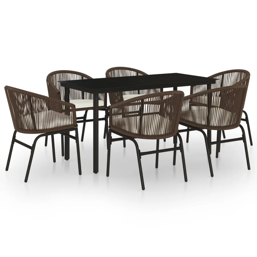 Ensemble à manger de jardin 7 pcs Marron - 2