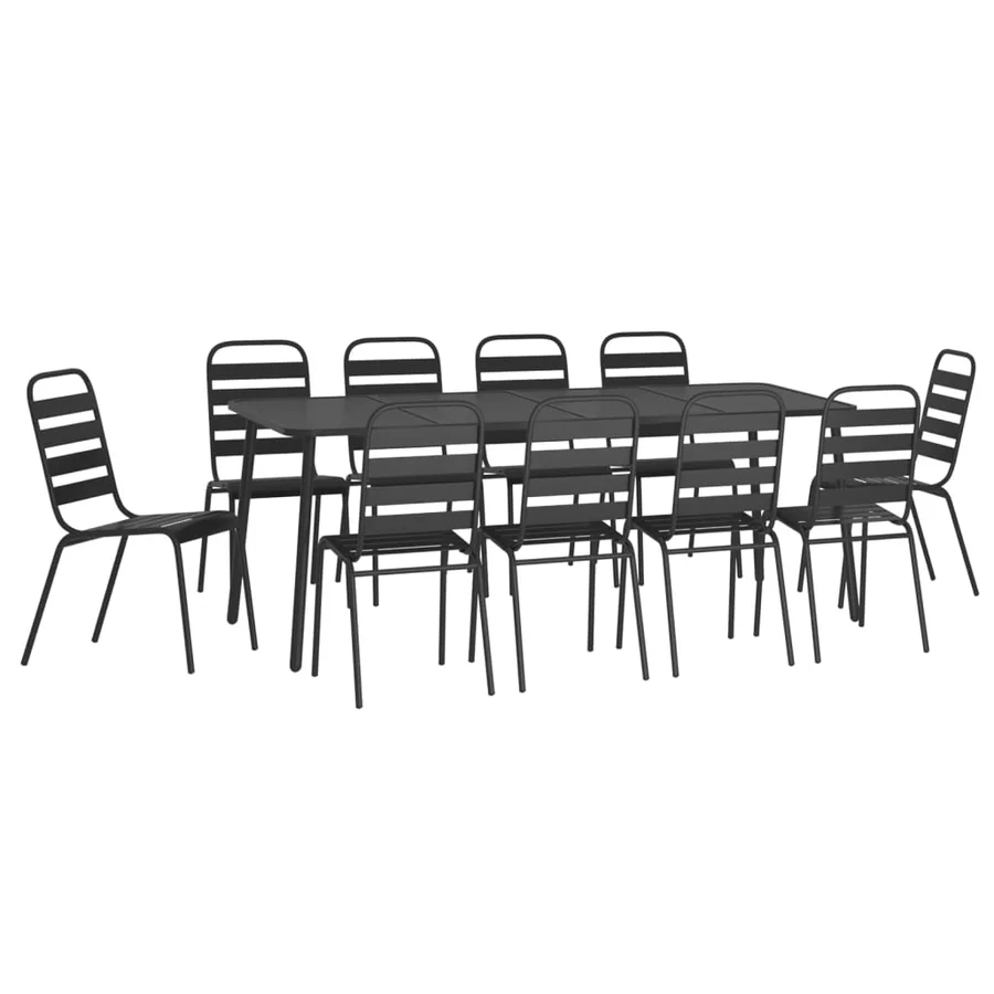 Ensemble à manger de jardin 11 pcs anthracite acier - 3