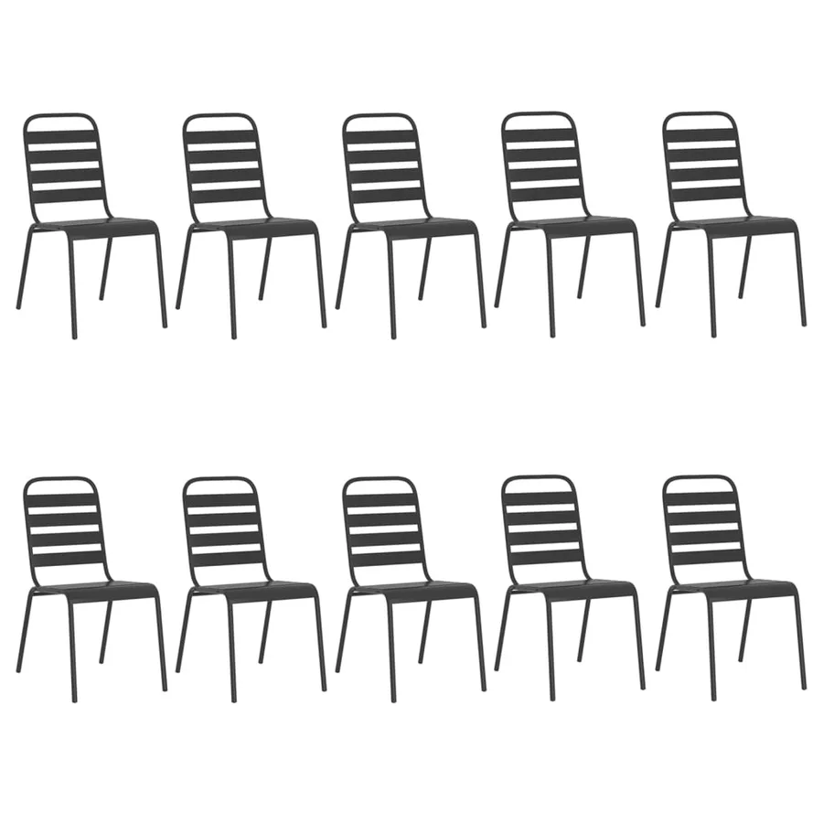 Ensemble à manger de jardin 11 pcs anthracite acier - 4