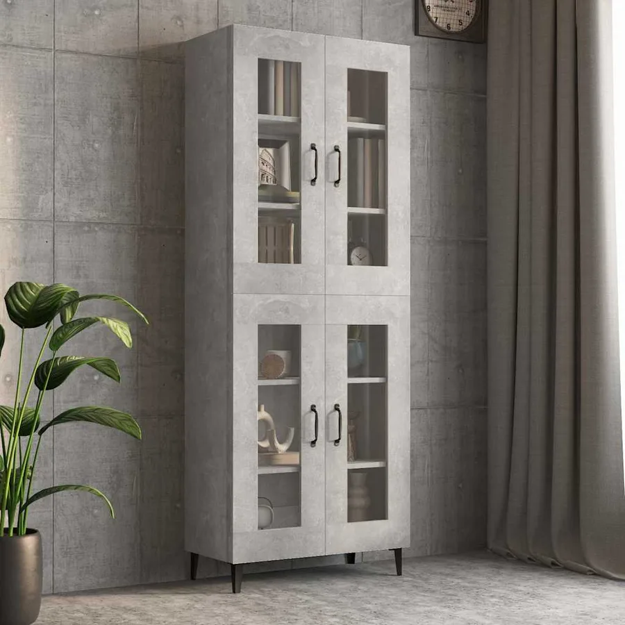 Armoire murale suspendue Gris béton 69,5x34x90 cm - 8