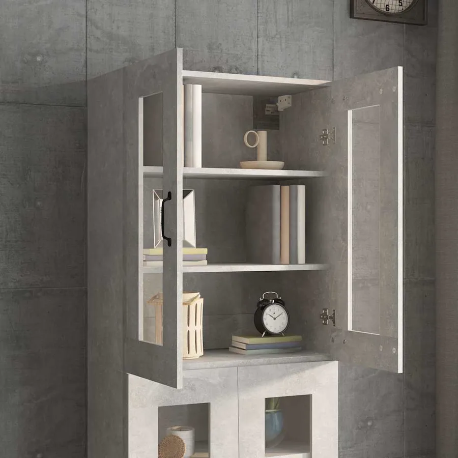 Armoire murale suspendue Gris béton 69,5x34x90 cm - 9