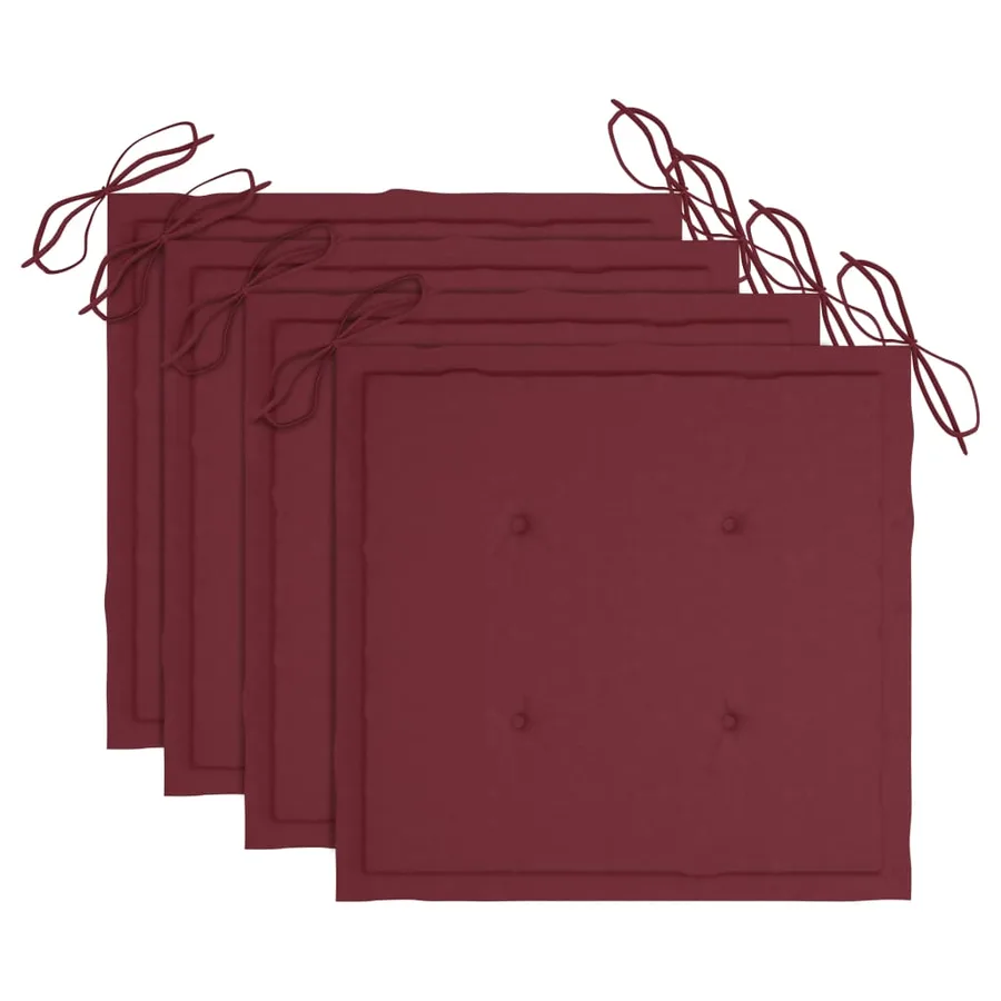 Chaises de jardin empilables avec coussins lot de 4 Teck solide - 7