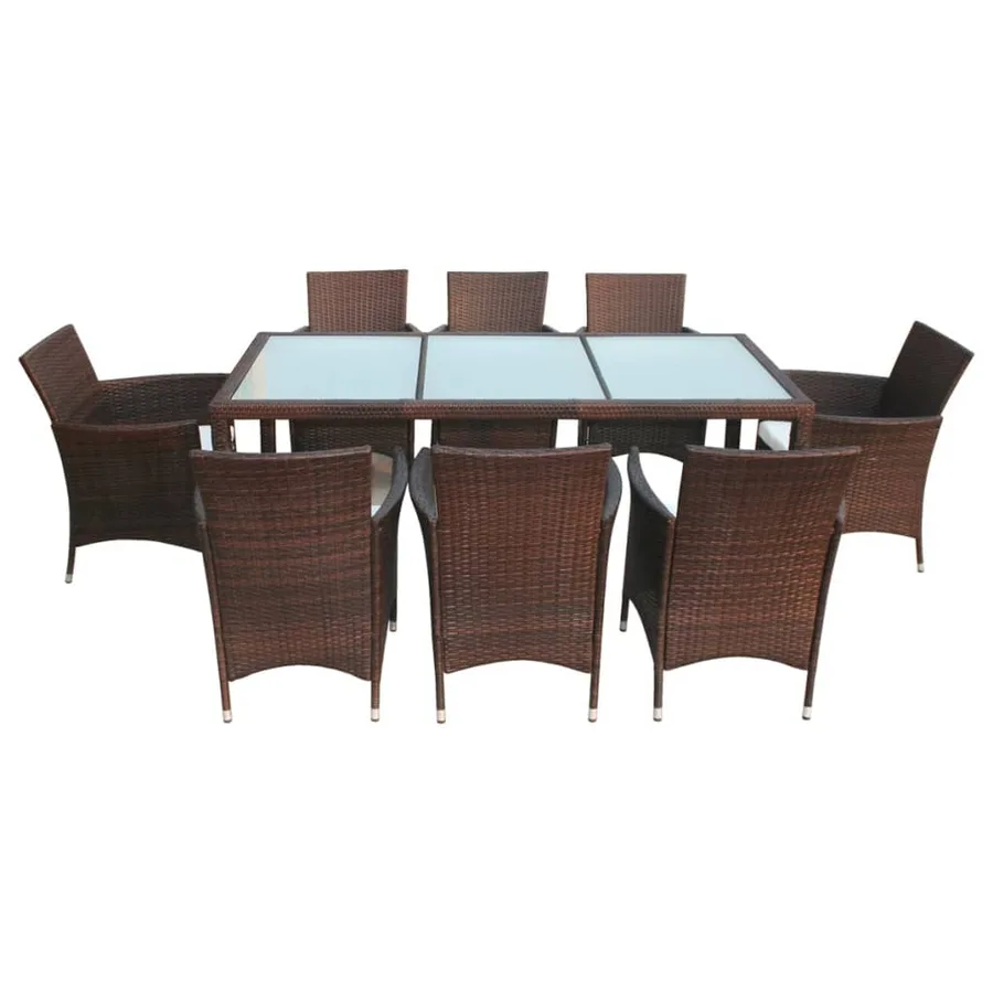 Ensemble à manger d'extérieur avec coussins 9pcs Résine tressée - 3