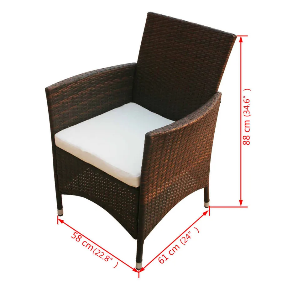 Ensemble à manger d'extérieur avec coussins 9pcs Résine tressée - 8
