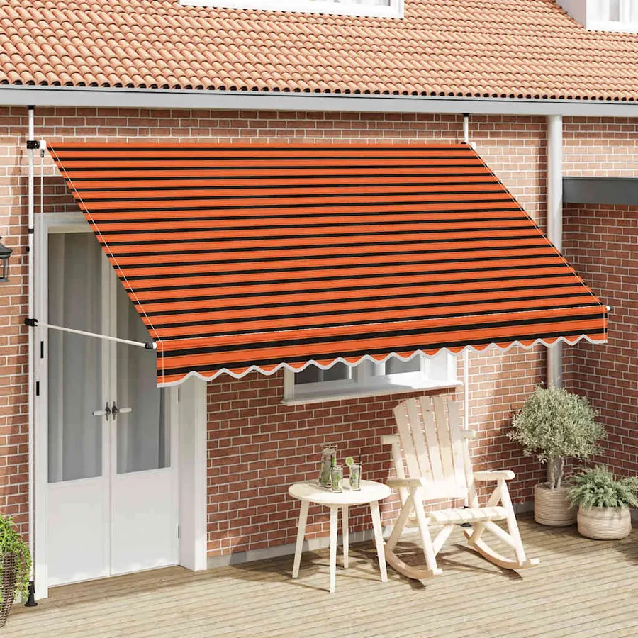 Auvent manuel rétractable 350 cm Orange et marron