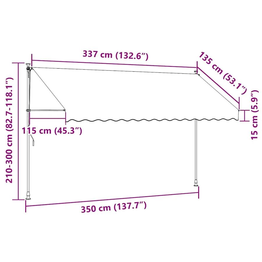 Auvent manuel rétractable 350 cm Orange et marron - 10