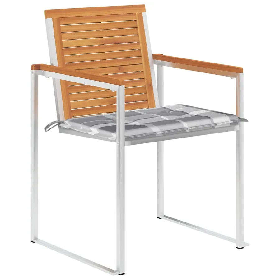 Chaises de jardin lot de 8 avec coussins Bois d'acacia solide - 2