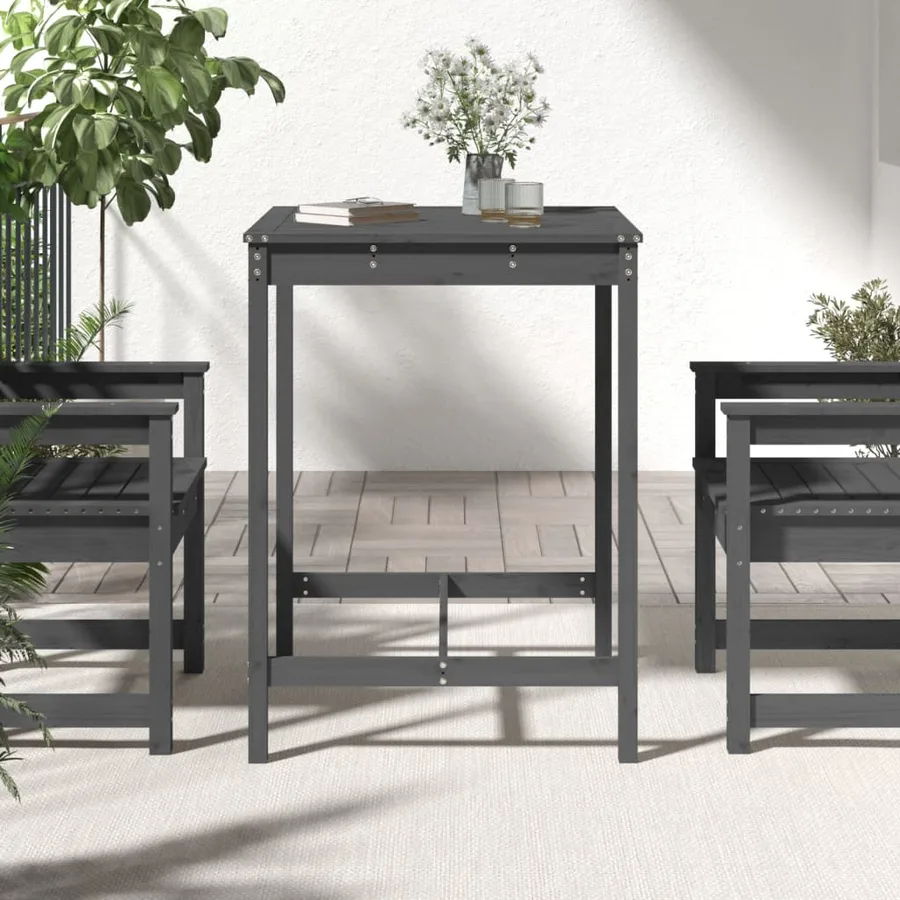 Table de jardin gris 82,5x82,5x110 cm bois massif de pin - 3