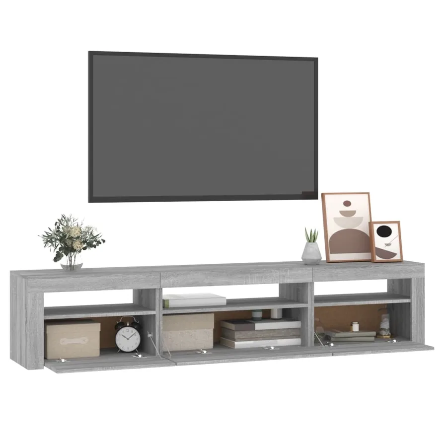 Meuble TV avec lumières LED Sonoma gris 195x35x40 cm - 11