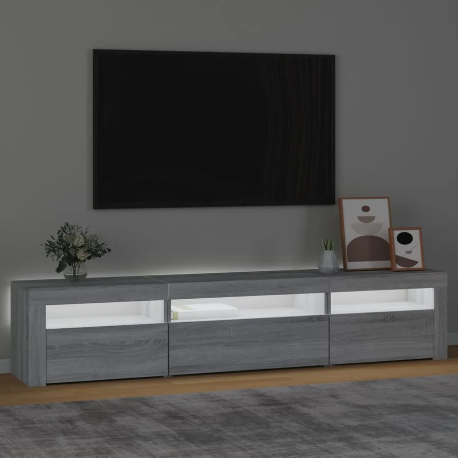 Meuble TV avec lumières LED Sonoma gris 195x35x40 cm - 3