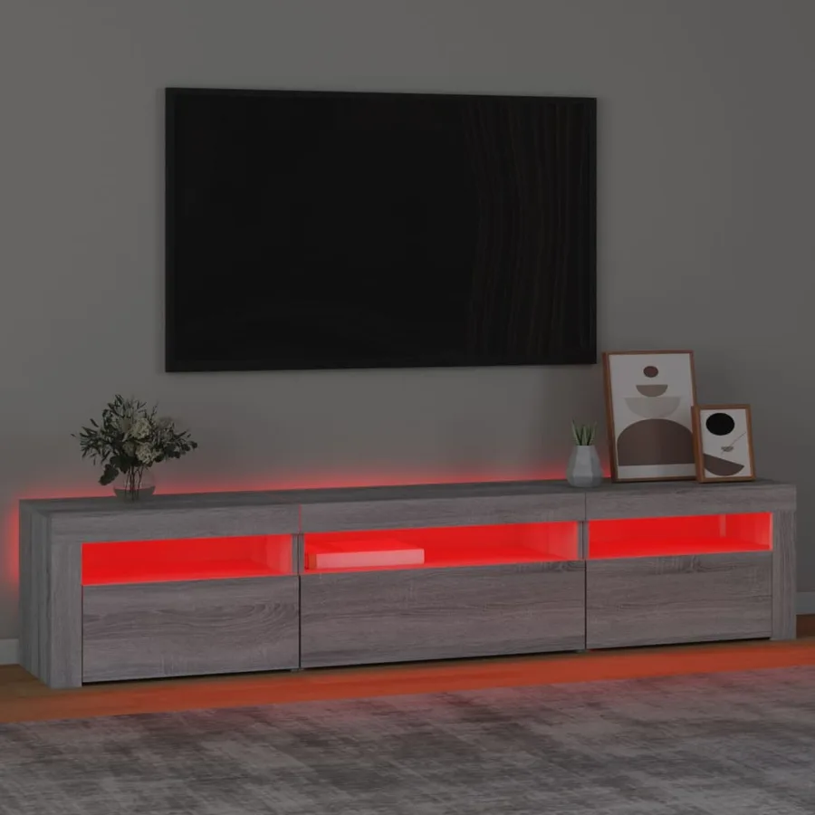 Meuble TV avec lumières LED Sonoma gris 195x35x40 cm - 5