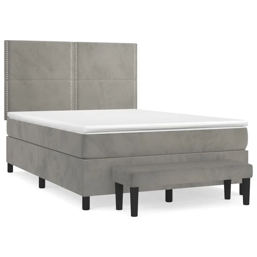 Sommier à lattes de lit et matelas Gris clair 140x190cm Velours - 2