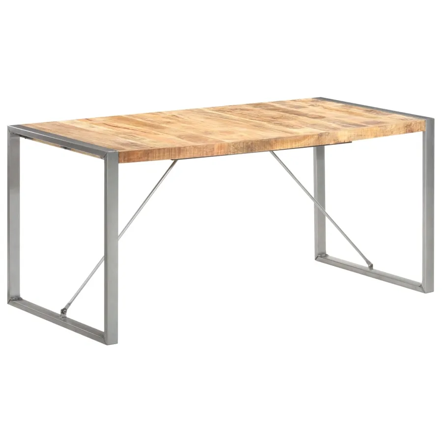 Table à manger 160x80x75 cm Bois de manguier massif brut - 11