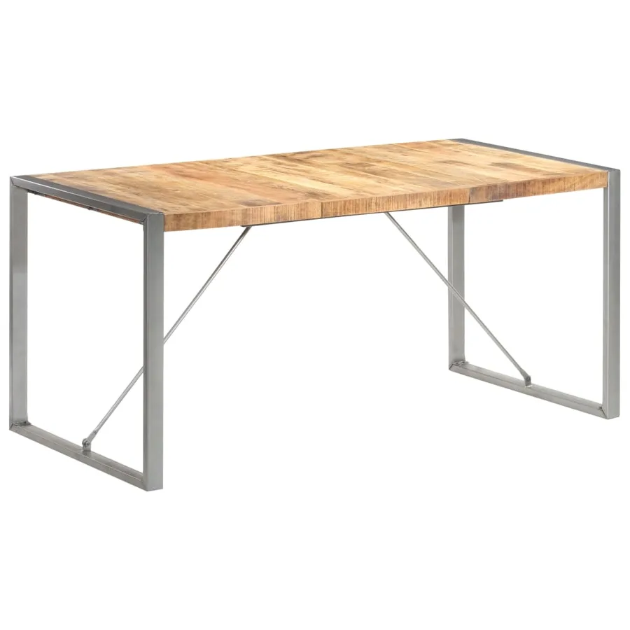 Table à manger 160x80x75 cm Bois de manguier massif brut - 9