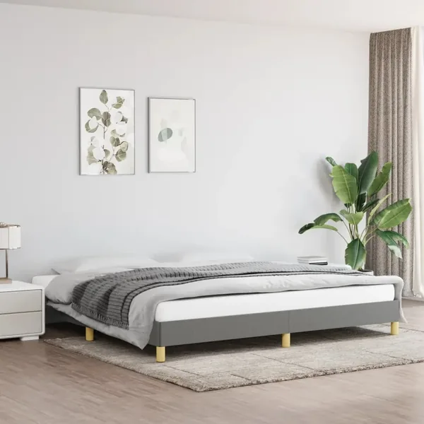 Cadre de lit sans matelas gris foncé 200x200 cm tissu