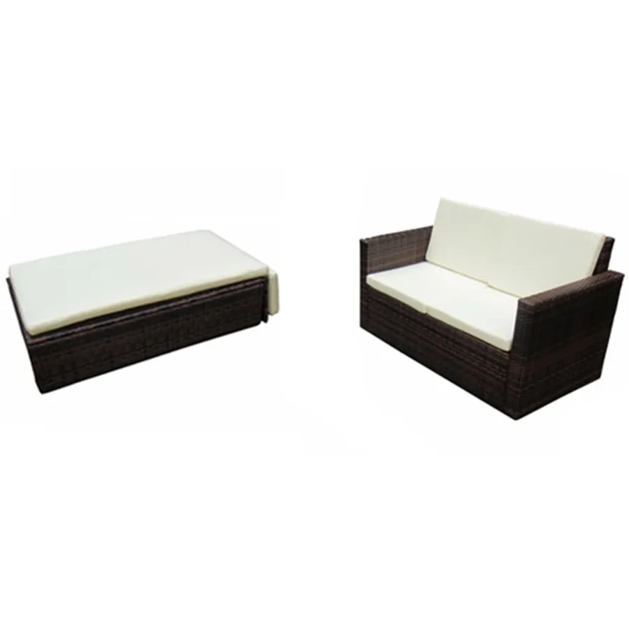 Salon de jardin 2 pcs avec coussins Résine tressée Marron - 2