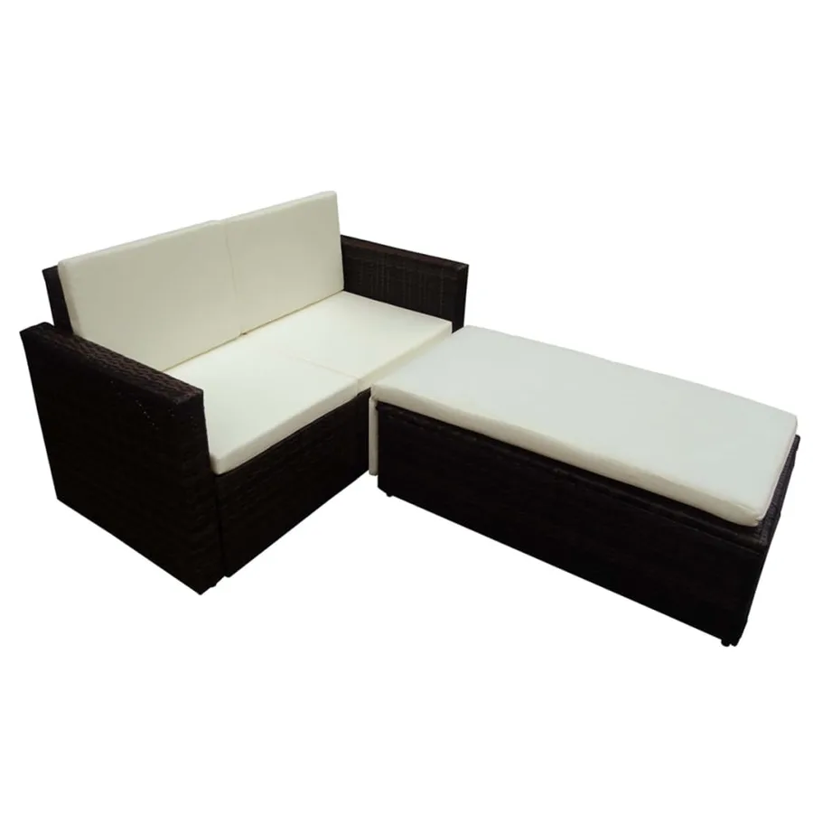 Salon de jardin 2 pcs avec coussins Résine tressée Marron - 3