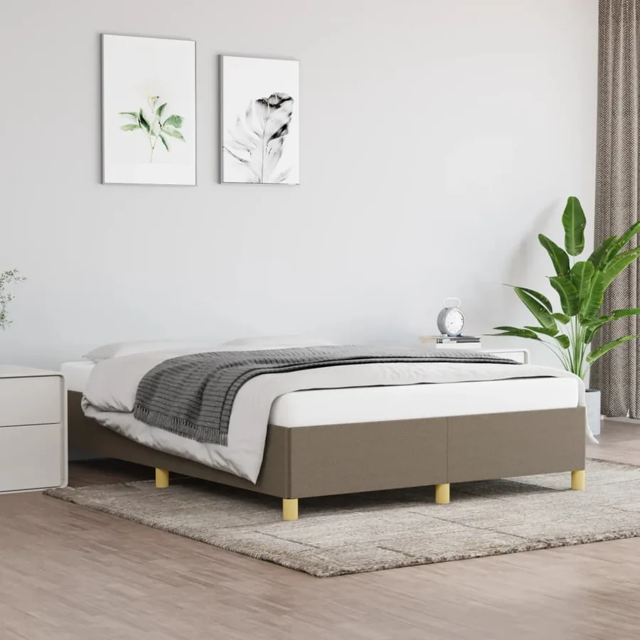 Cadre de lit sans matelas taupe 140x190 cm tissu