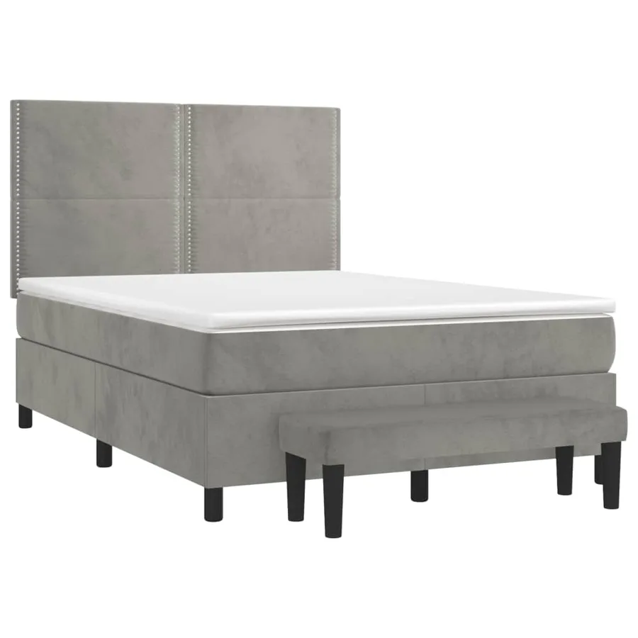 Sommier à lattes de lit et matelas Gris clair 140x200cm Velours - 3