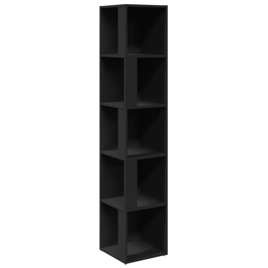Armoire d'angle Noir 33x33x164,5 cm Bois d'ingénierie - 2