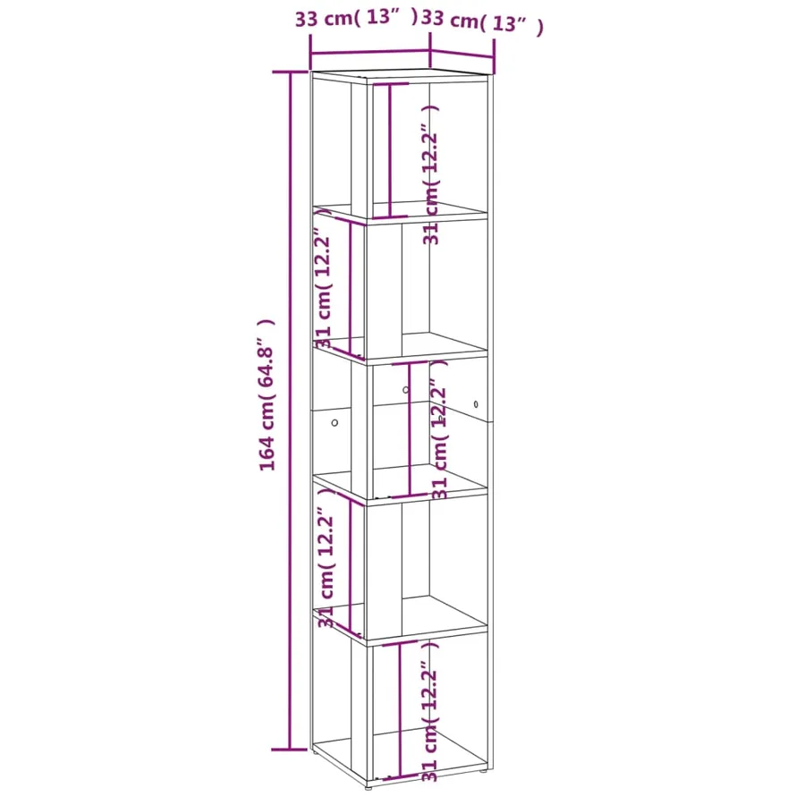 Armoire d'angle Noir 33x33x164,5 cm Bois d'ingénierie - 8