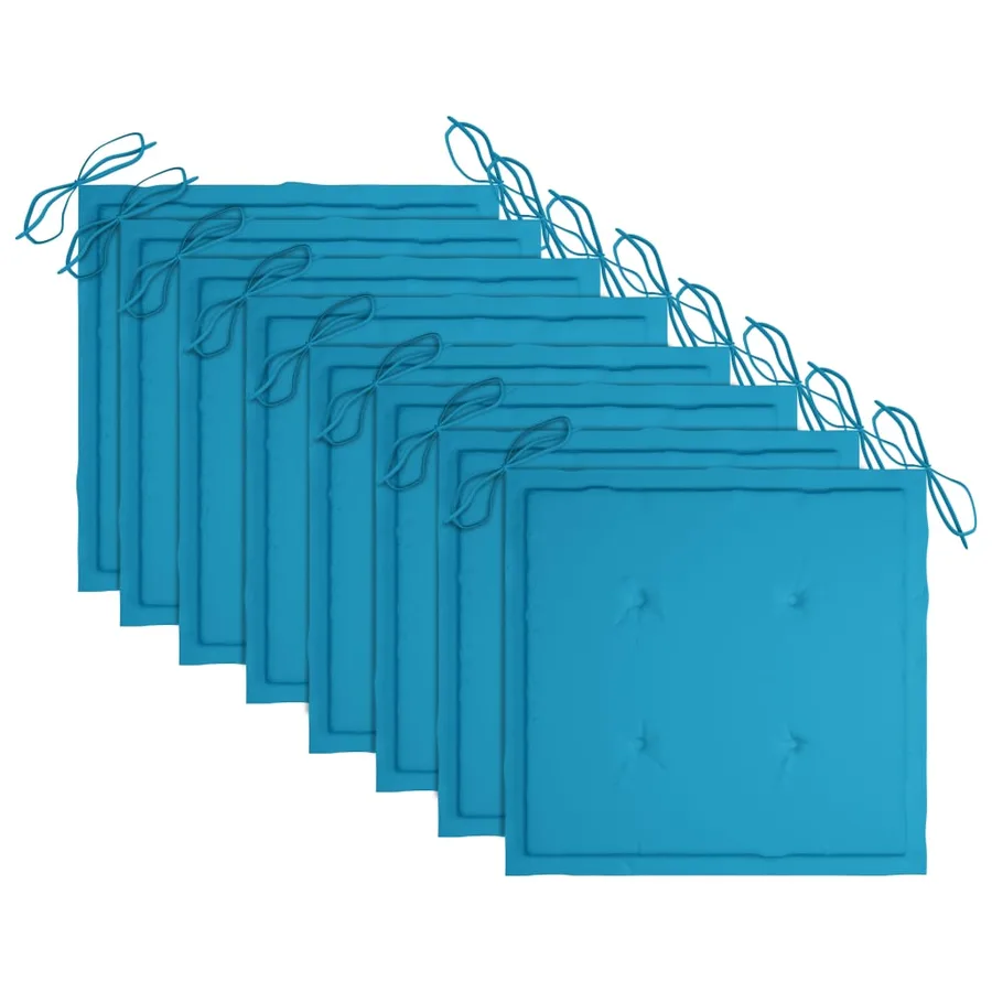 Chaises de jardin empilables avec coussins lot de 8 Teck solide - 7