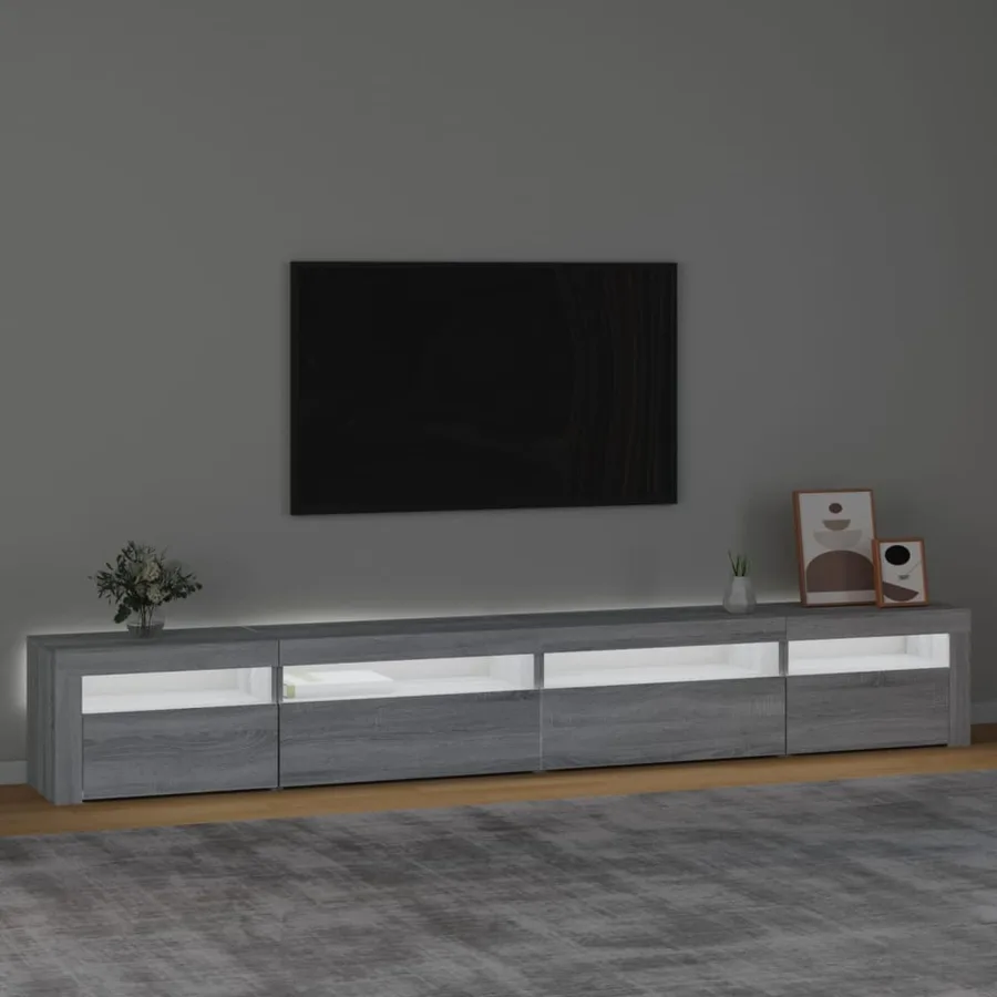 Meuble TV avec lumières LED Sonoma gris 270x35x40 cm - 3