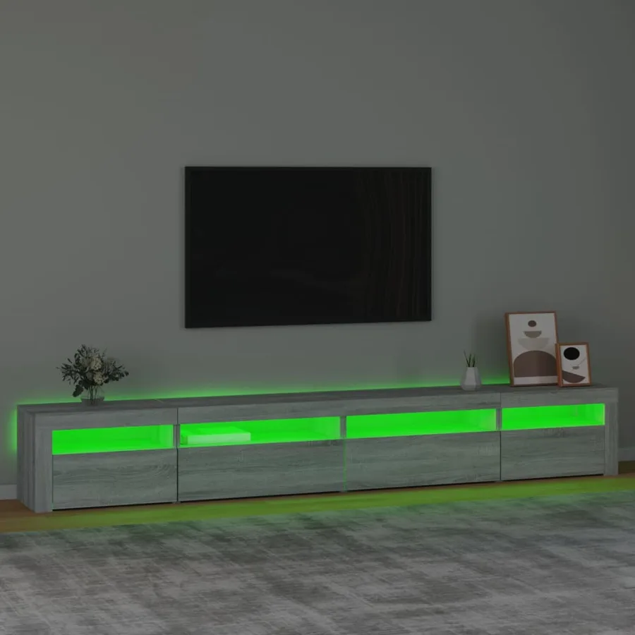 Meuble TV avec lumières LED Sonoma gris 270x35x40 cm - 4