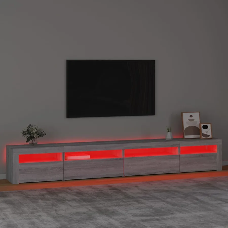 Meuble TV avec lumières LED Sonoma gris 270x35x40 cm - 5