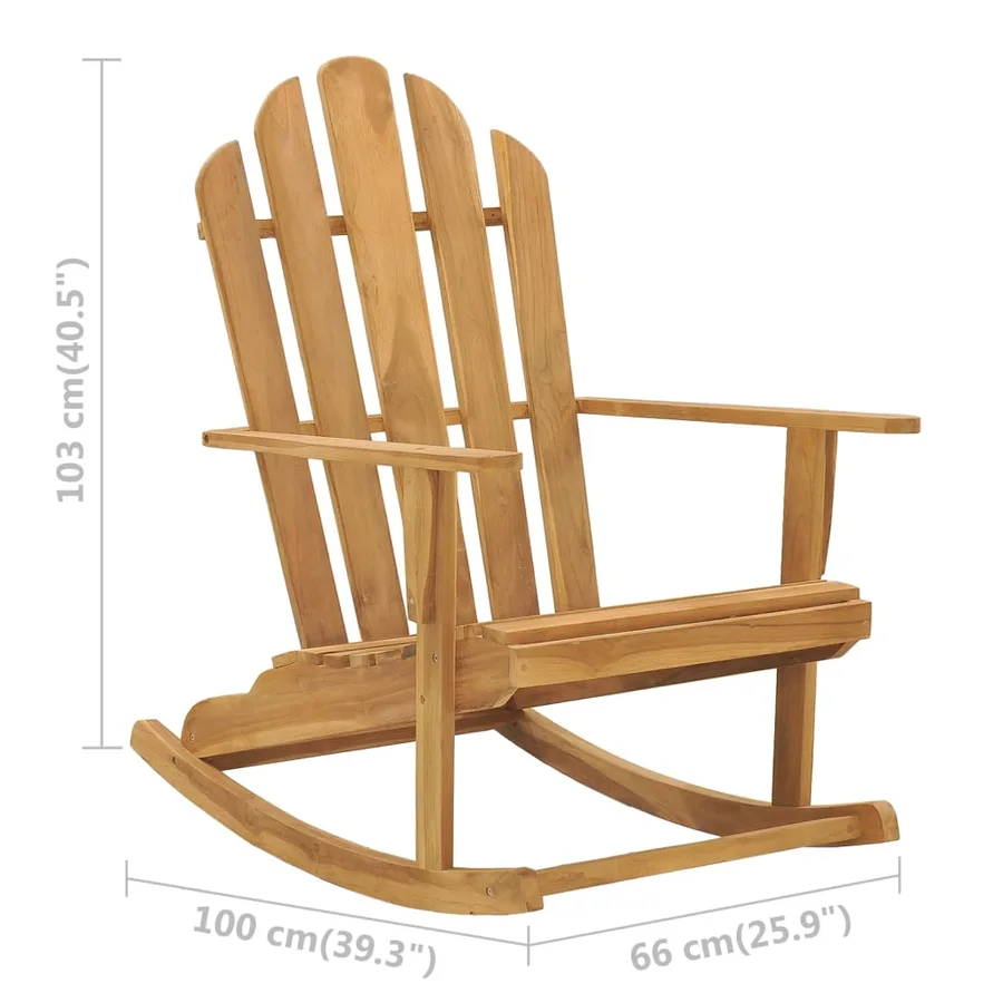 Chaise à bascule Adirondack bois de teck solide - 6