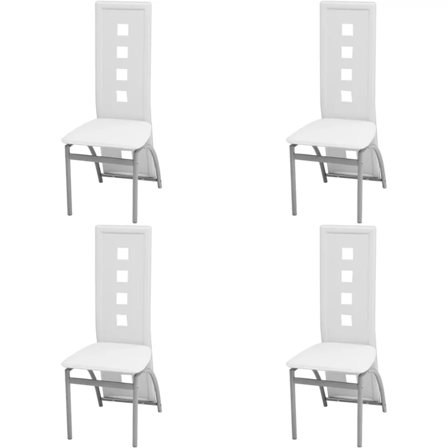 Chaises à manger lot de 4 blanc similicuir