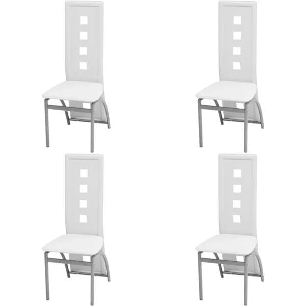 Chaises à manger lot de 4 blanc similicuir