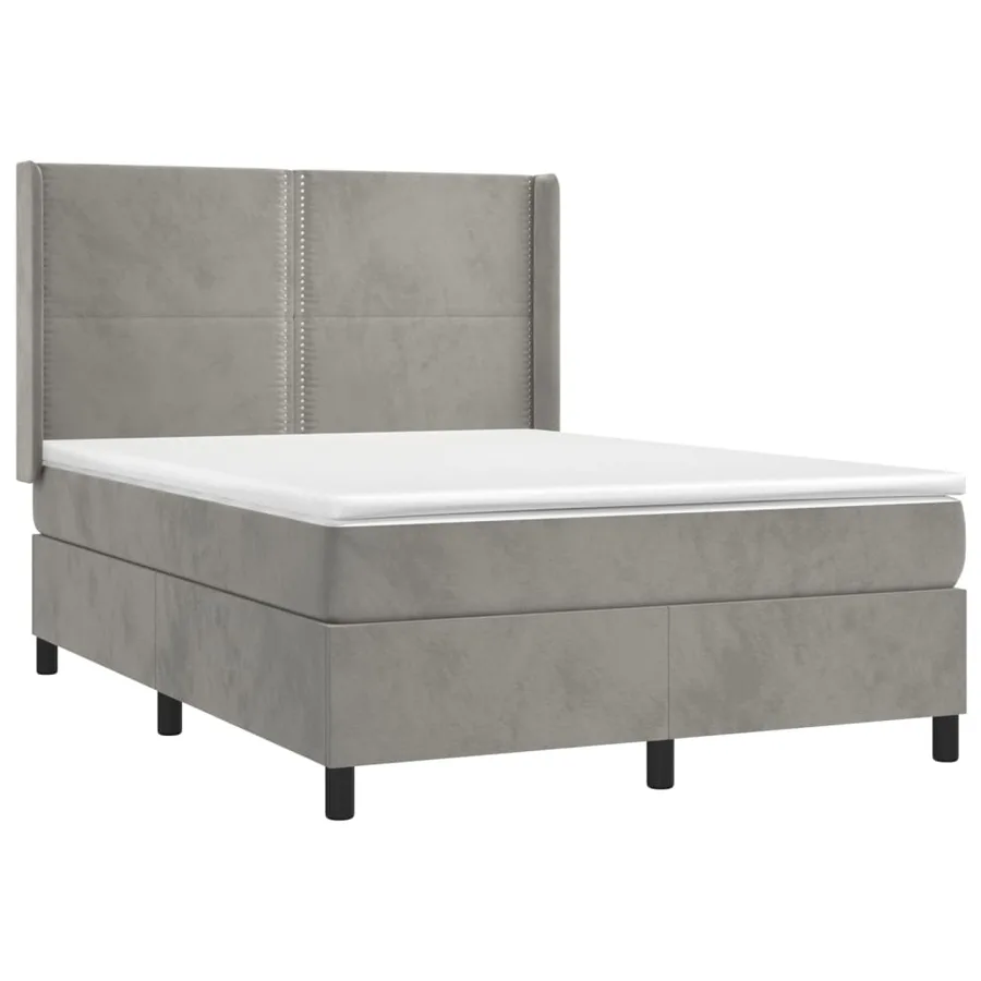 Sommier à lattes de lit matelas et LED Gris clair 140x190 cm - 4