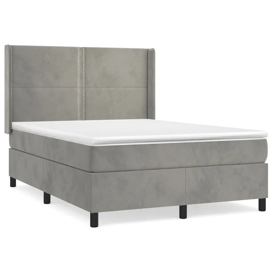 Sommier à lattes de lit et matelas Gris clair 140x190cm Velours - 2