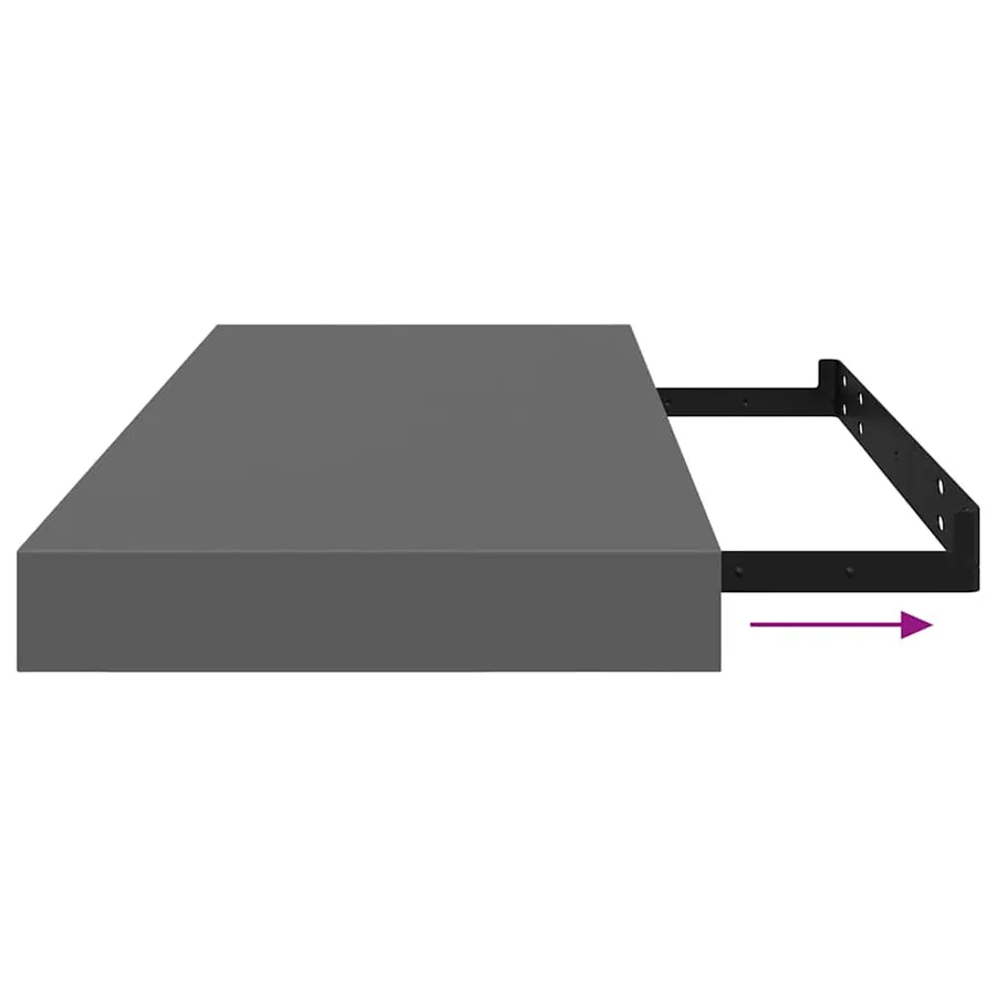 Étagère murale flottante Gris brillant 60x23,5x3,8 cm MDF - 10