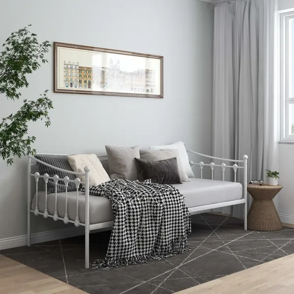 Cadre de canapé-lit sans matelas blanc métal 90x200 cm