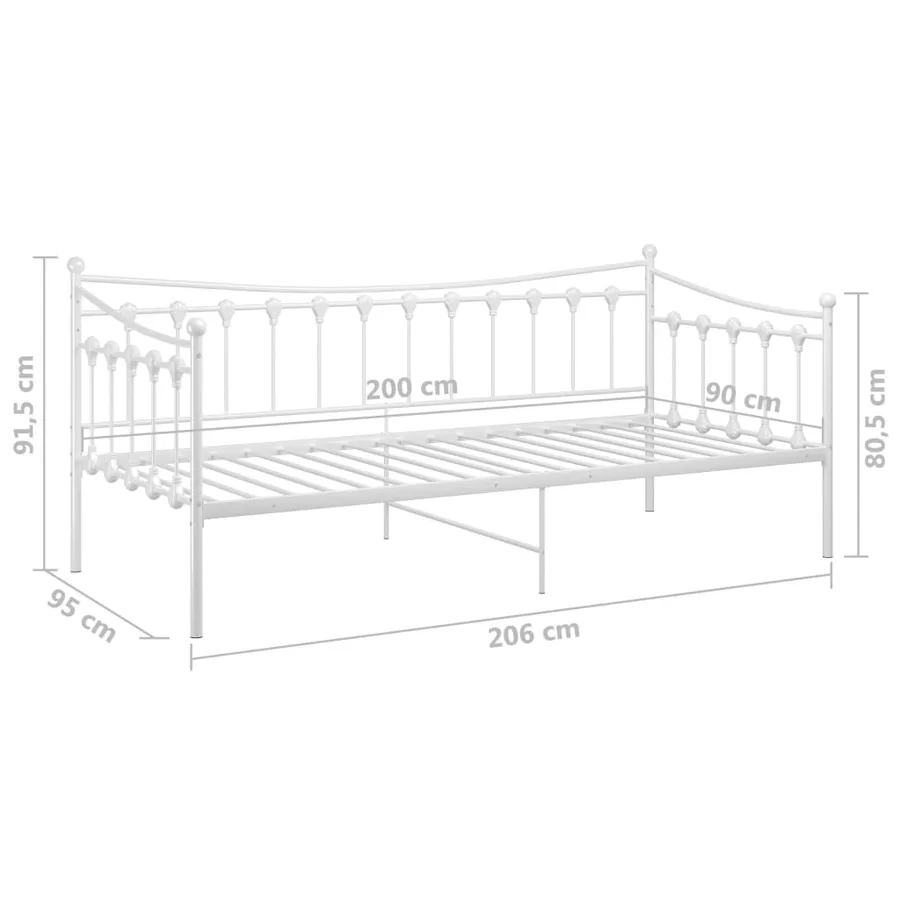 Cadre de canapé-lit sans matelas blanc métal 90x200 cm - 10