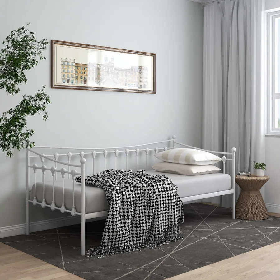 Cadre de canapé-lit sans matelas blanc métal 90x200 cm - 3