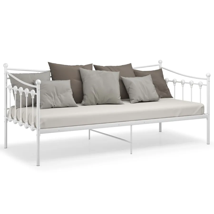 Cadre de canapé-lit sans matelas blanc métal 90x200 cm - 4